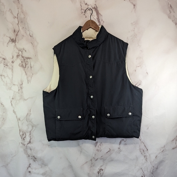 Polo Ralph Lauren Vest Mens XXL 2XL Black White Down Puffer Gilet Reversible Vtg - Picture 1 of 15